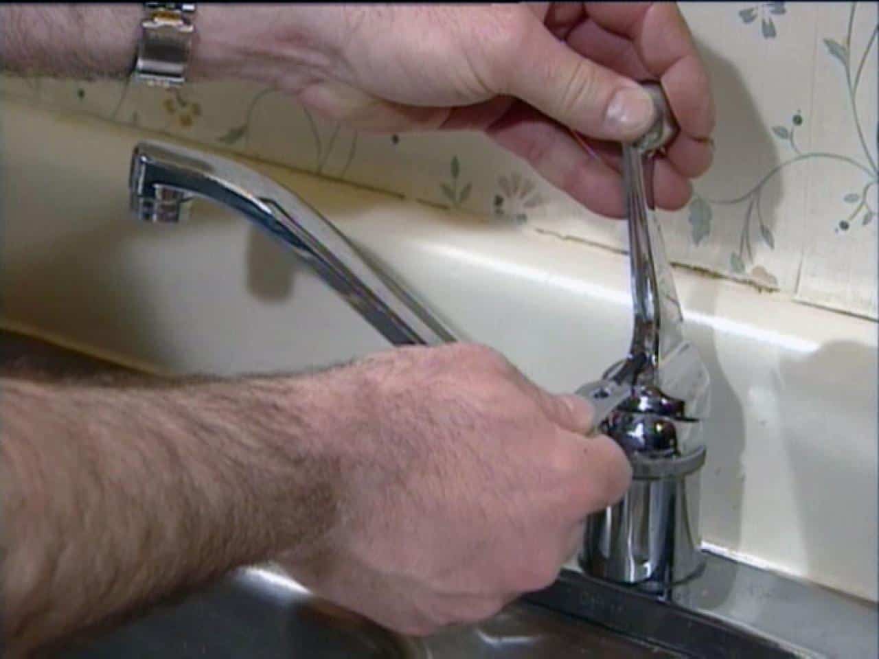 kitchen sink cold side faucet leaking